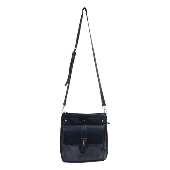 Sondra Roberts Squared Black Leather Crossbody Bag - Picture 2 of 6